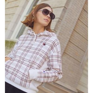 Champion x Urban Outfitters plaid sweatshirt